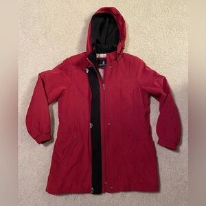 London Fog Women’s Medium Red Removable Hooded Jacket, fleece lined removable